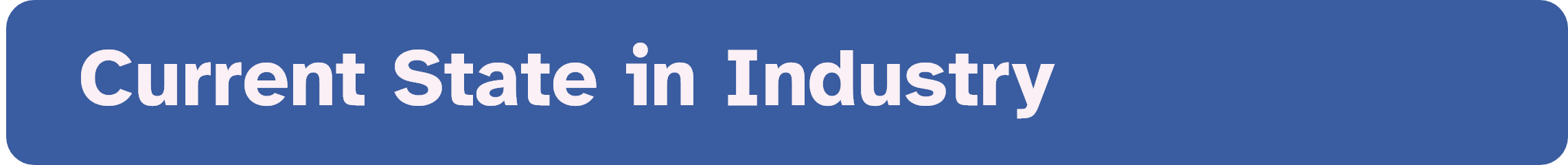 Blue banner with text that reads: Current state in industry
